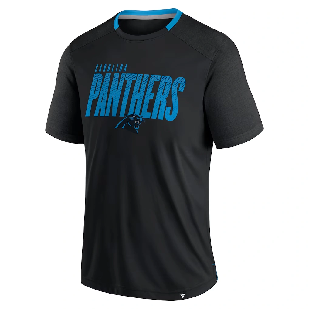 Men's Carolina Panthers Fanatics Black Defender Fade Slant T-Shirt