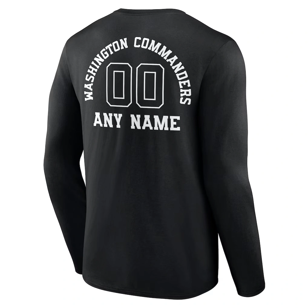 Men's Washington Commanders Black Personalized Name & Number Monochrome Long Sleeve T-Shirt
