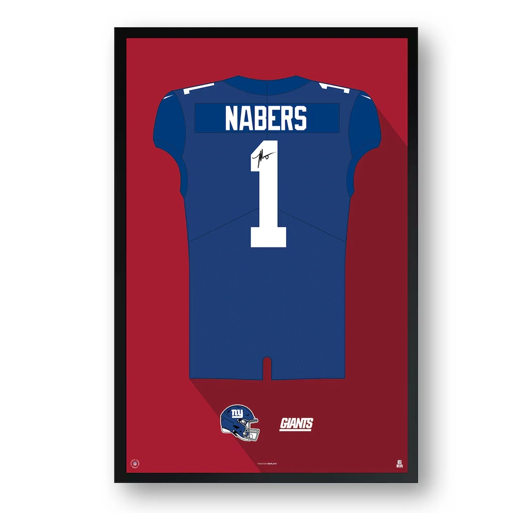 New York Giants Malik Nabers Framed 14" x 20" Jersey Art Print