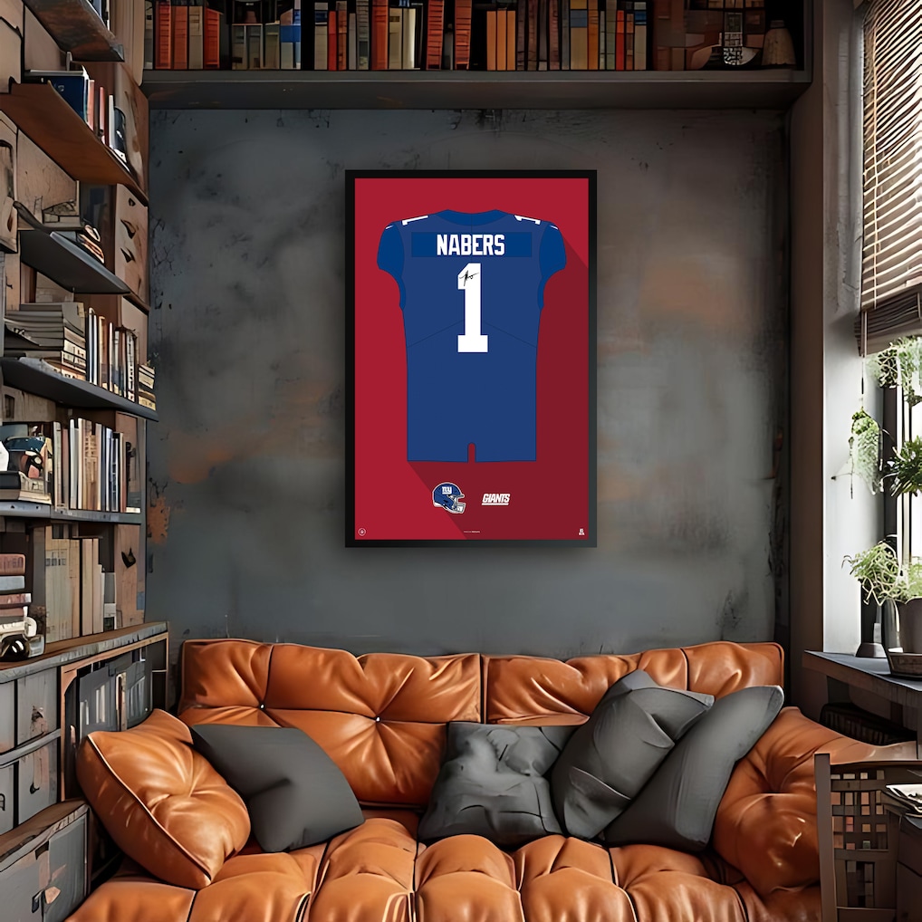 New York Giants Malik Nabers Framed 14" x 20" Jersey Art Print