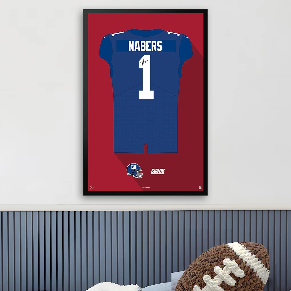 New York Giants Malik Nabers Framed 14" x 20" Jersey Art Print