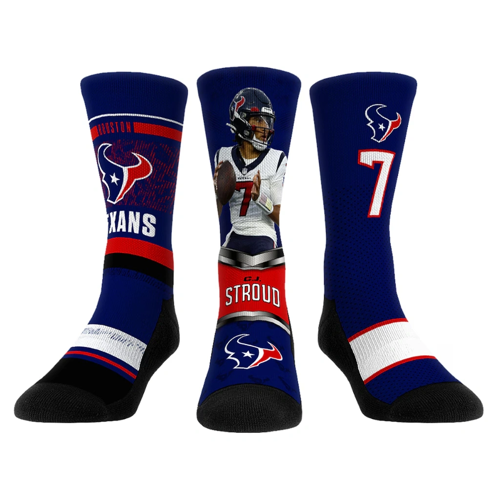 Unisex Houston Texans CJ Stroud Rock Em Socks 3-Pack Crew Sock Set