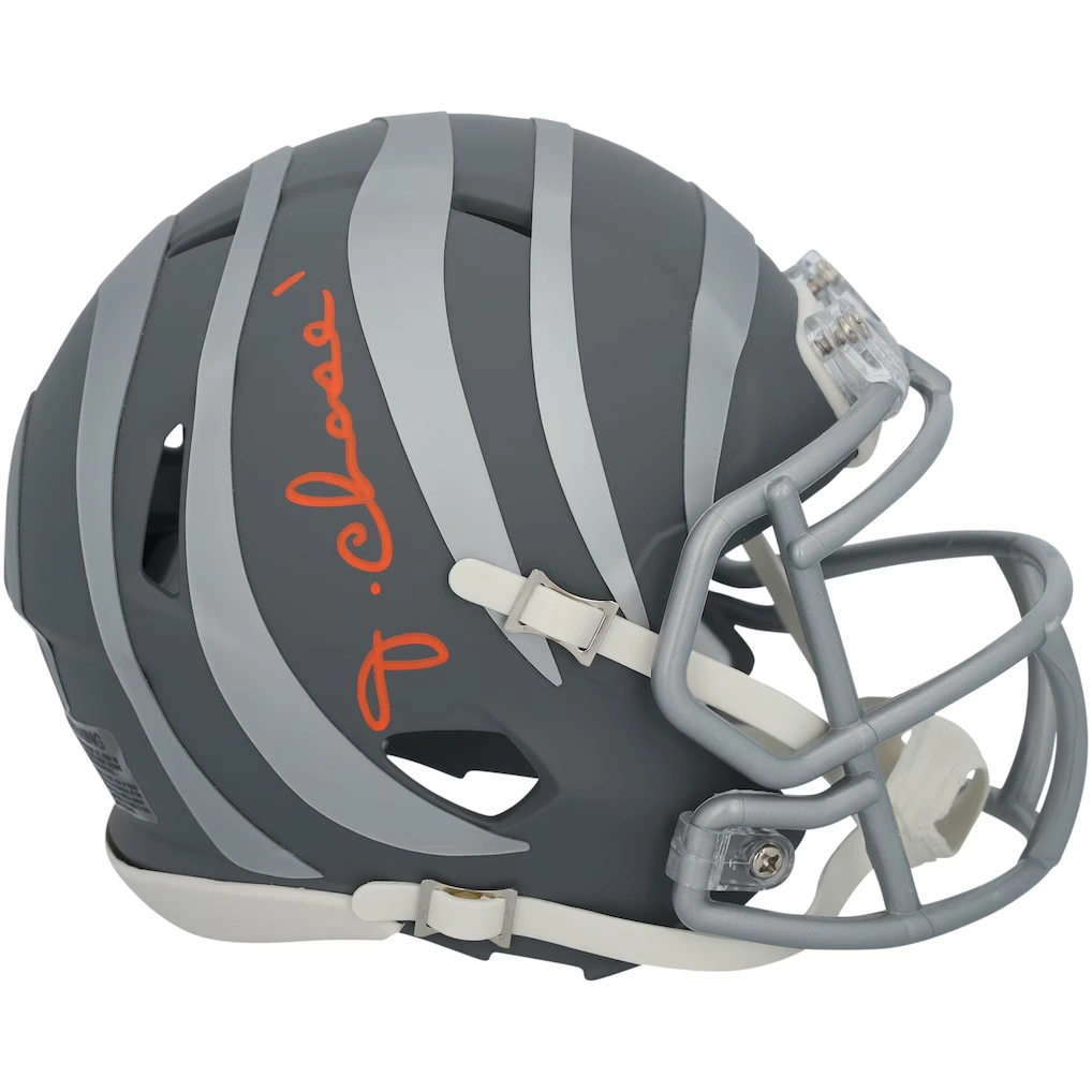 Ja'Marr Chase Cincinnati Bengals Autographed Fanatics Authentic Riddell 2024 Slate Speed Mini Helmet