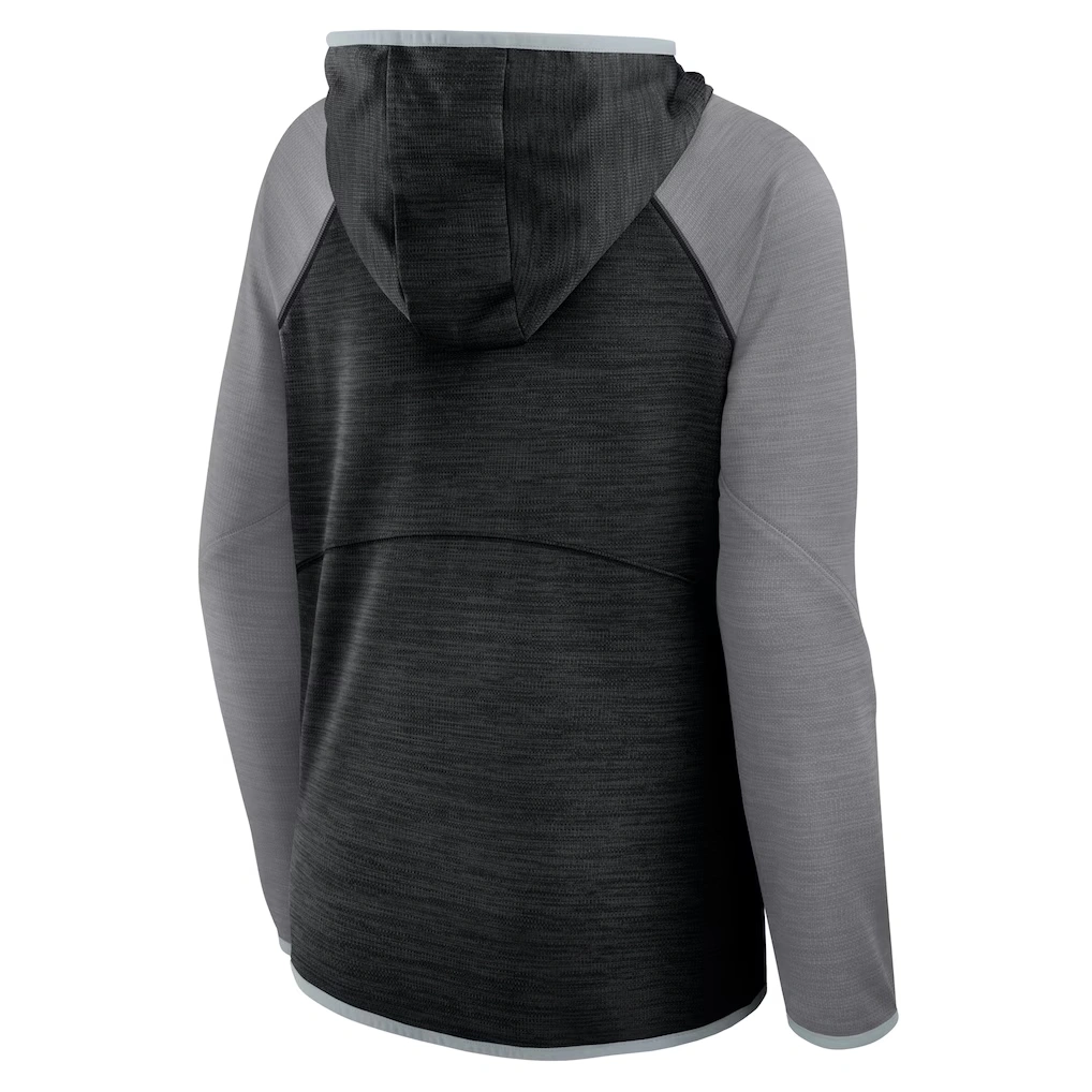 Women's Las Vegas Raiders Fanatics Black/Gray Redzone End Around Pass Raglan Full-Zip Hoodie