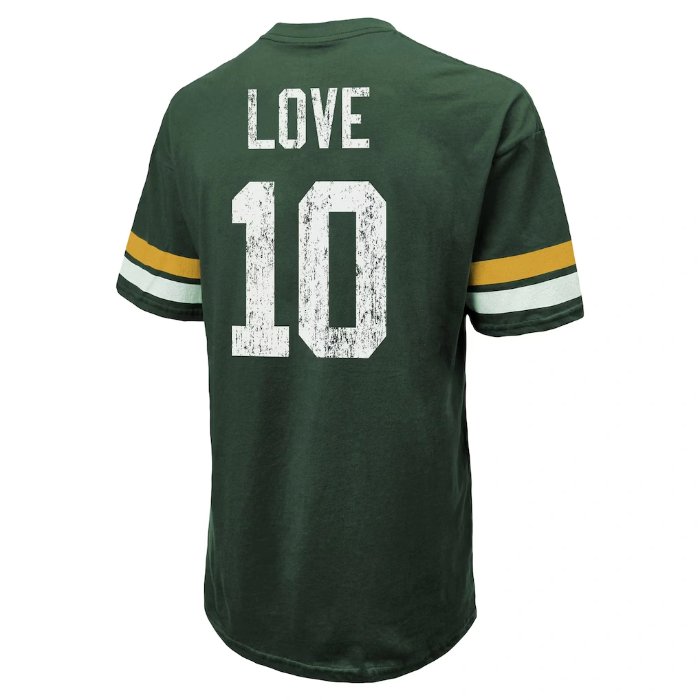 Men's Green Bay Packers Jordan Love Majestic Threads Green Name & Number Oversize Fit T-Shirt