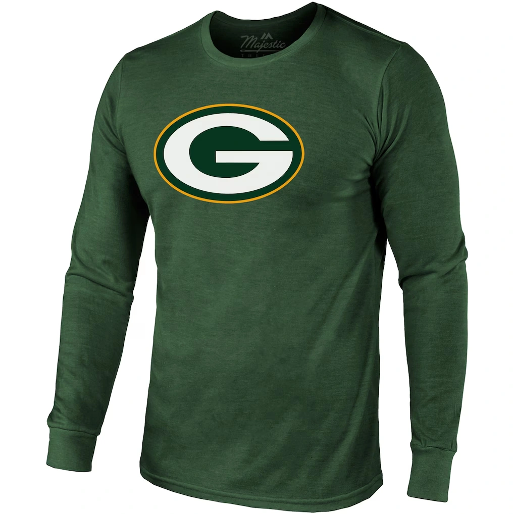 Men's Green Bay Packers Jordan Love Majestic Threads Green Name & Number Long Sleeve Tri-Blend T-Shirt