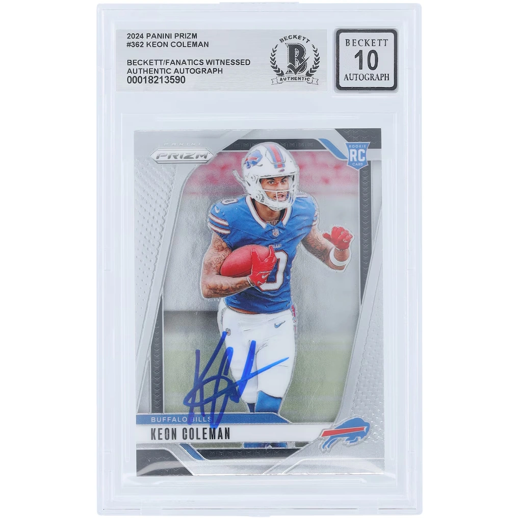 Keon Coleman Buffalo Bills Autographed 2024 Panini Prizm #362 Beckett Fanatics Witnessed Authenticated 10 Rookie Card