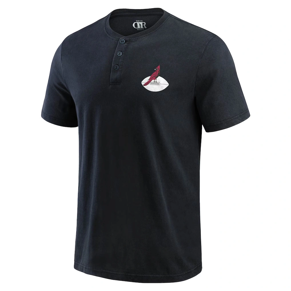 Men's Arizona Cardinals Darius Rucker Collection by Fanatics Black Washed Henley T-Shirt