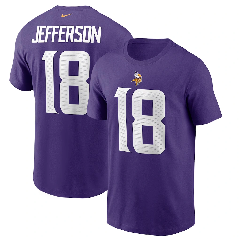 Men's Minnesota Vikings Justin Jefferson Nike Purple Player Name & Number T-Shirt