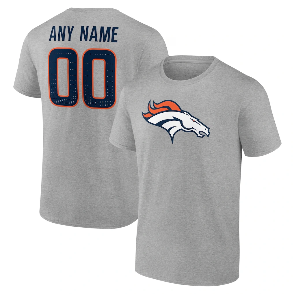 Men's Denver Broncos Gray Team Authentic Custom T-Shirt