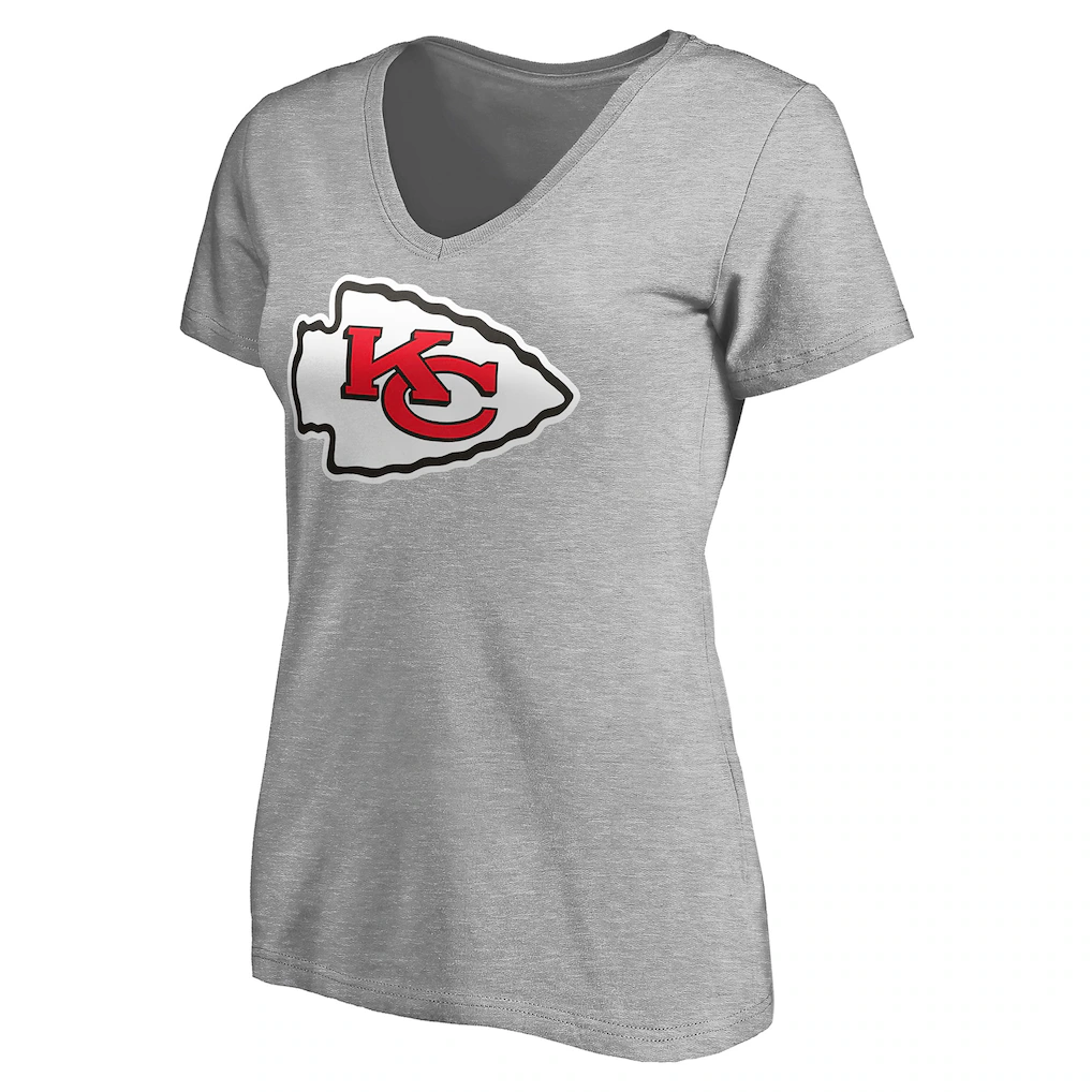 Women's Kansas City Chiefs Gray Team Authentic Custom V-Neck T-Shirt