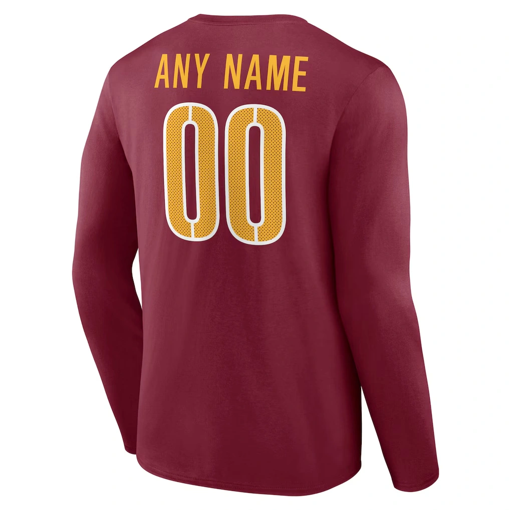 Men's Washington Commanders Burgundy Team Authentic Custom Name & Number Long Sleeve T-Shirt
