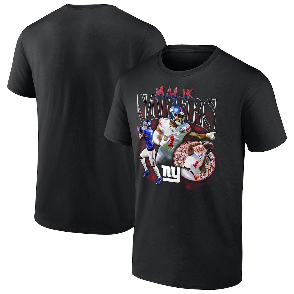 Men's New York Giants Malik Nabers Fanatics Black Notorious Player Graphic T-Shirt