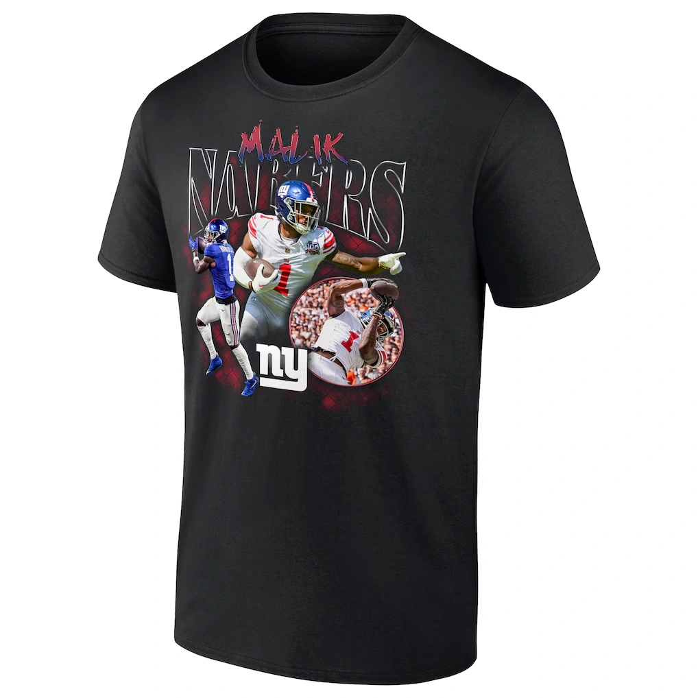 Men's New York Giants Malik Nabers Fanatics Black Notorious Player Graphic T-Shirt