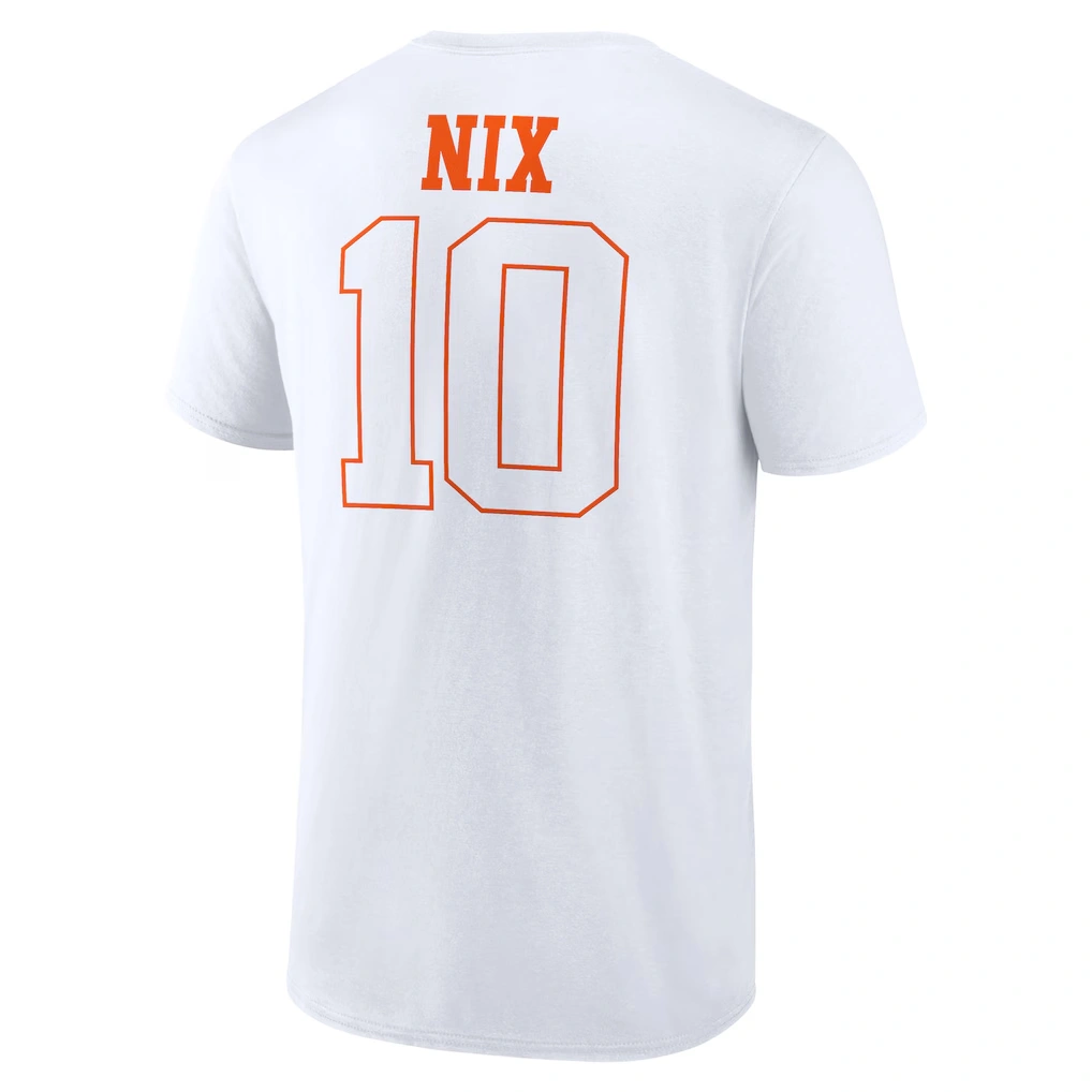 Men's Denver Broncos Bo Nix White Outline Player T-Shirt