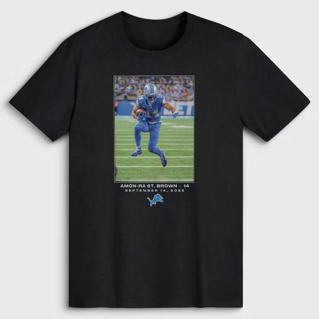 Men's Detroit Lions Amon-Ra St. Brown Black NFL Flash Features Week 2 T-Shirt