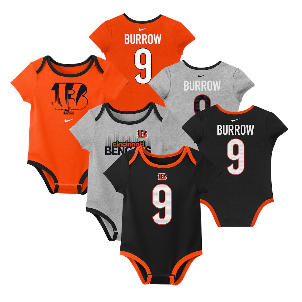 Newborn & Infant Cincinnati Bengals Joe Burrow Nike Three-Pack Bodysuit Set
