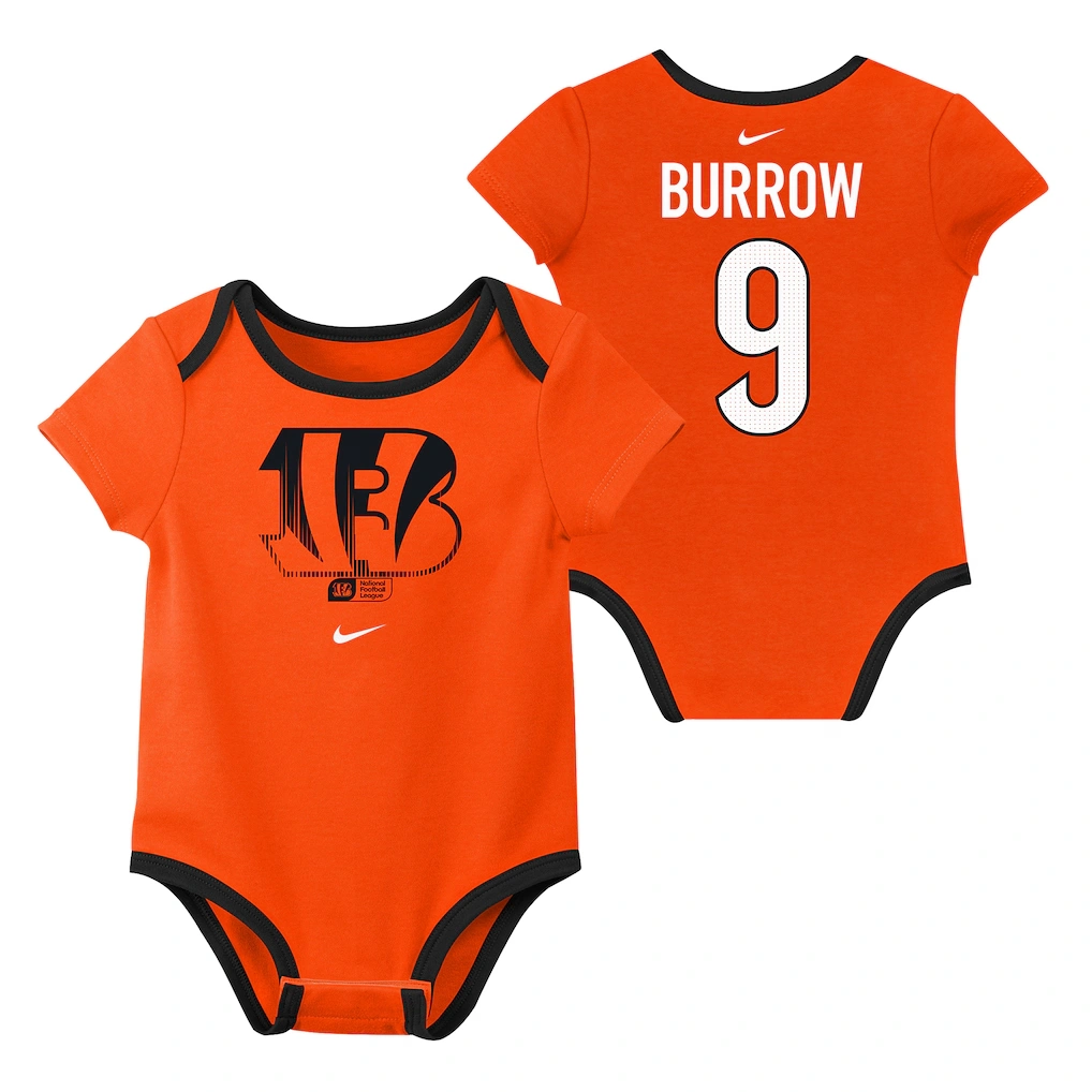 Newborn & Infant Cincinnati Bengals Joe Burrow Nike Three-Pack Bodysuit Set