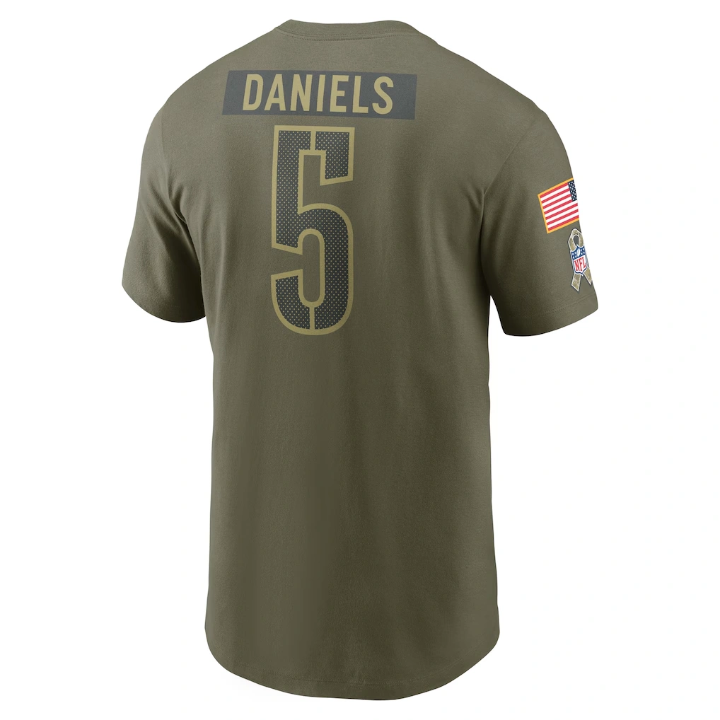 Men's Washington Commanders Jayden Daniels Nike Olive 2025 Salute to Service Name & Number T-Shirt