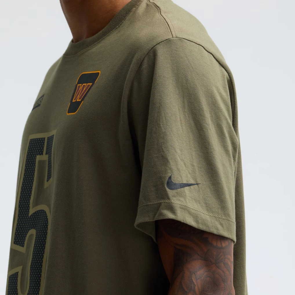 Men's Washington Commanders Jayden Daniels Nike Olive 2025 Salute to Service Name & Number T-Shirt