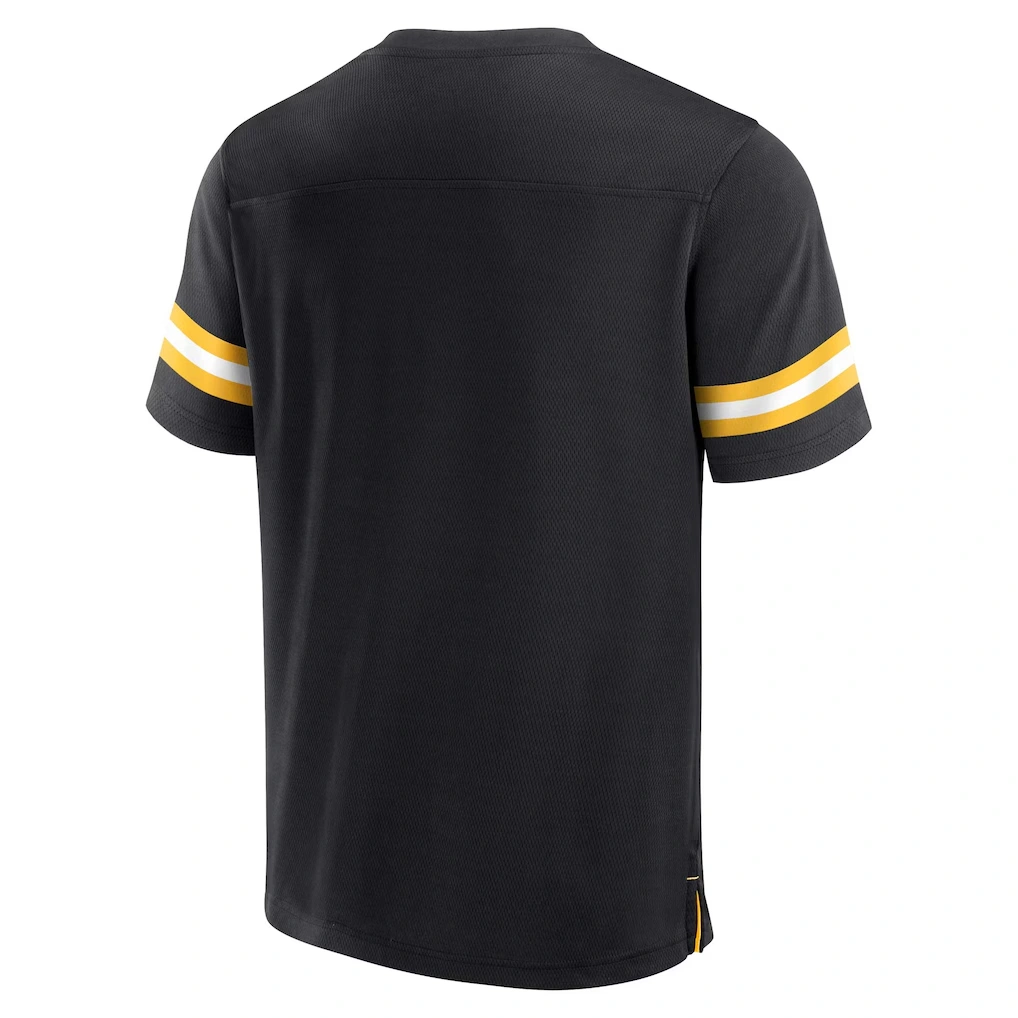 Men's Pittsburgh Steelers Fanatics Black Jersey Tackle V-Neck T-Shirt