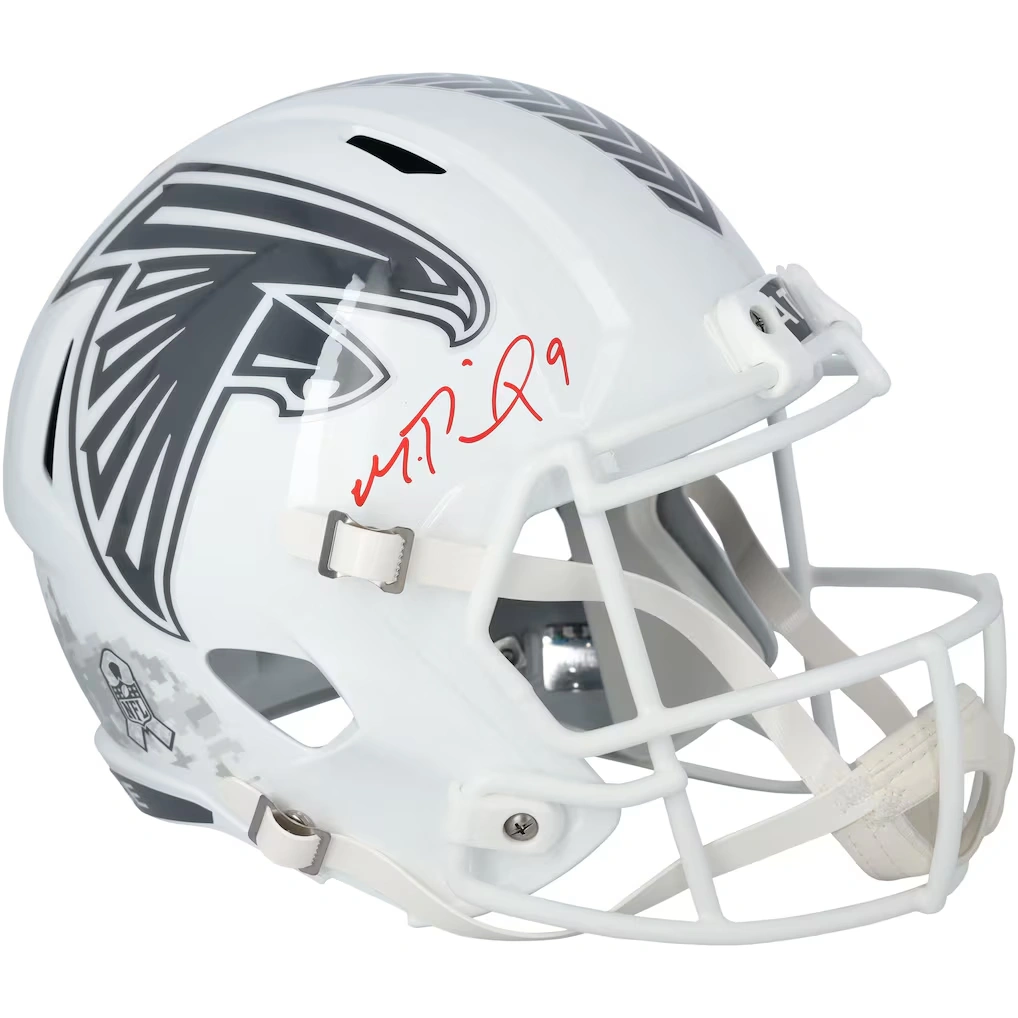 Michael Penix Jr. Atlanta Falcons Autographed Fanatics Authentic Riddell 2024 Salute To Service Speed Replica Helmet