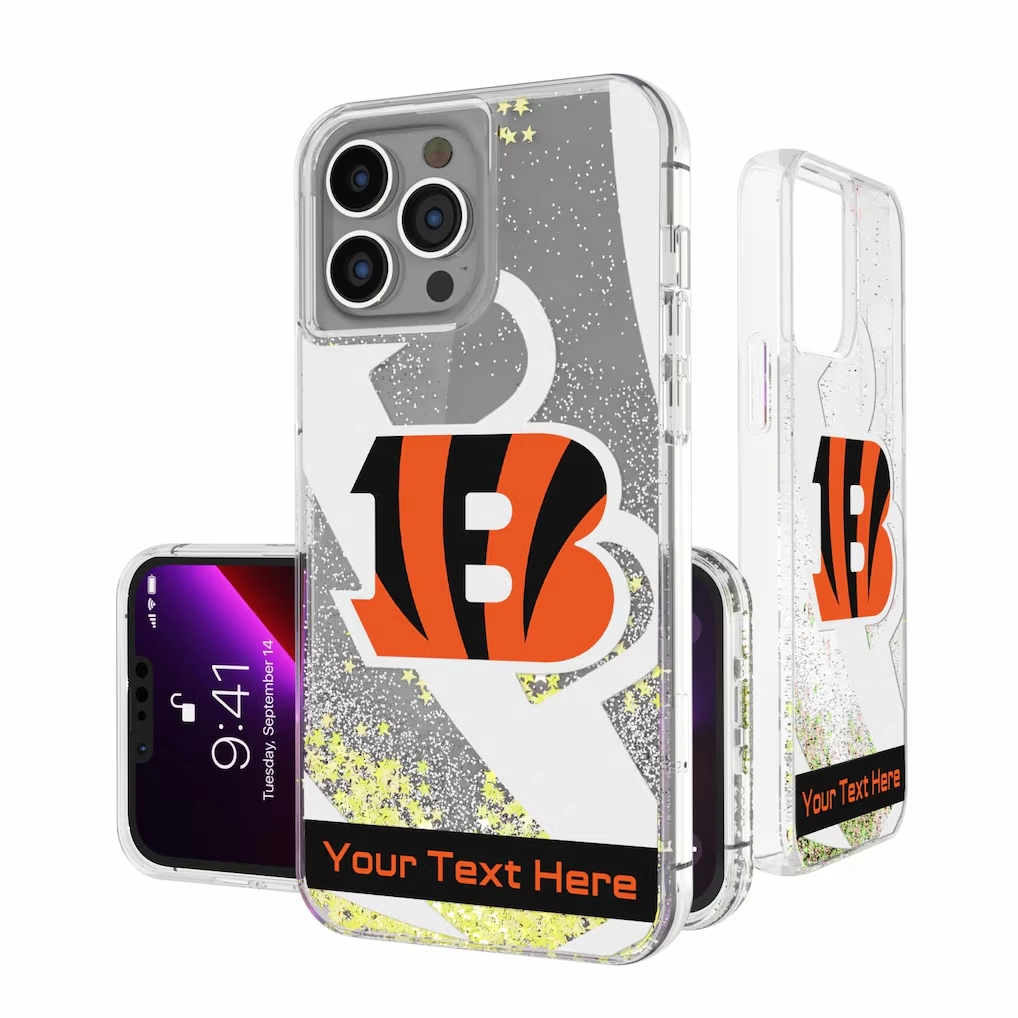 Cincinnati Bengals Personalized Tilt Design iPhone Glitter Phone Case