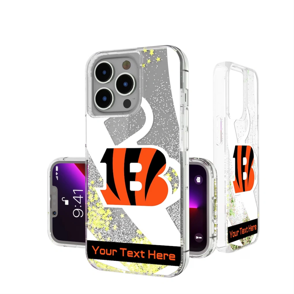 Cincinnati Bengals Personalized Tilt Design iPhone Glitter Phone Case