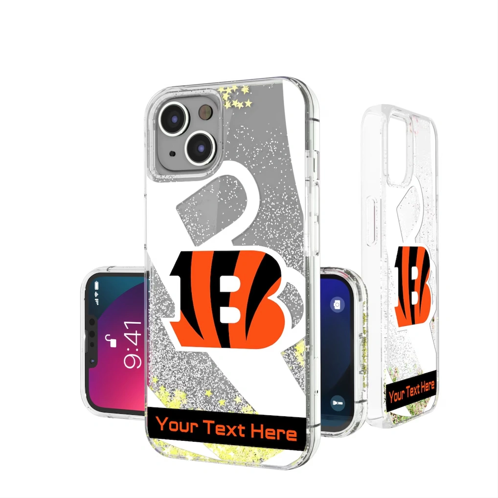 Cincinnati Bengals Personalized Tilt Design iPhone Glitter Phone Case