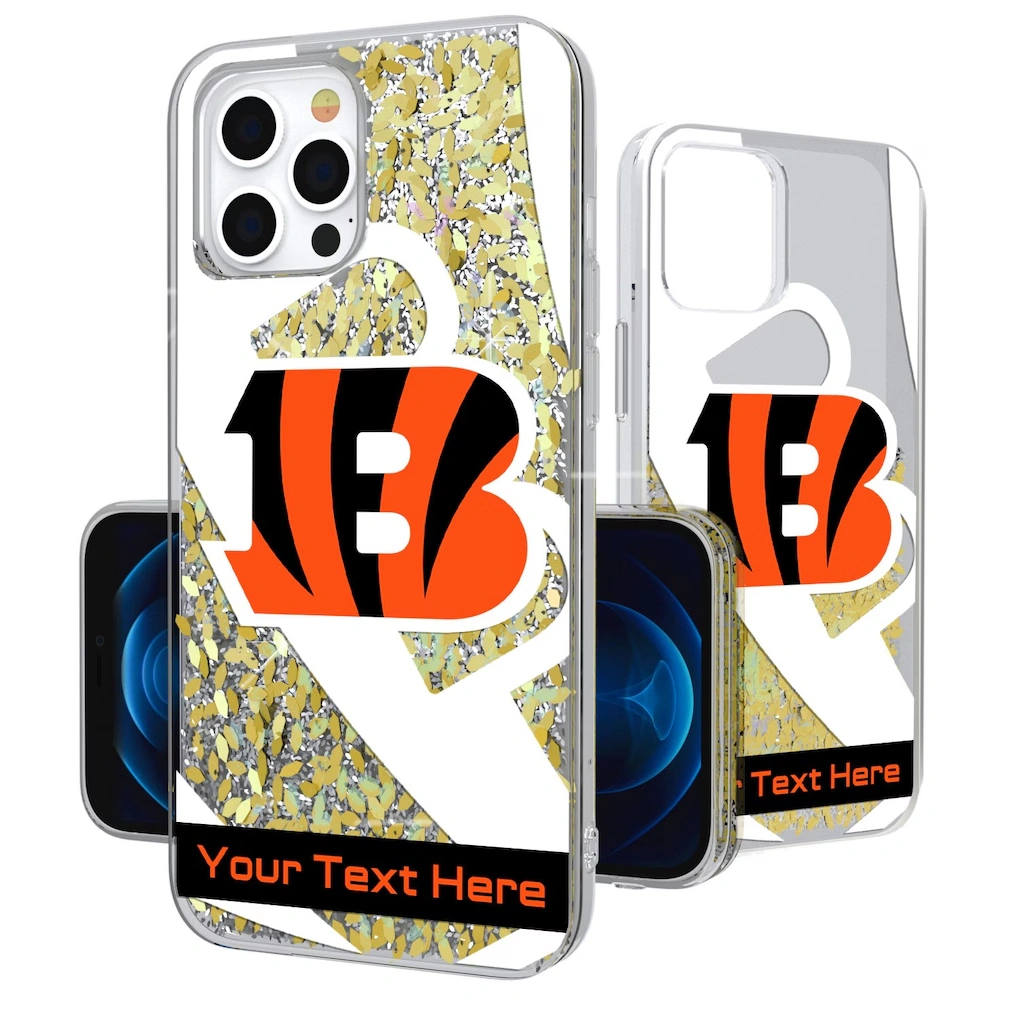 Cincinnati Bengals Personalized Tilt Design iPhone Glitter Phone Case