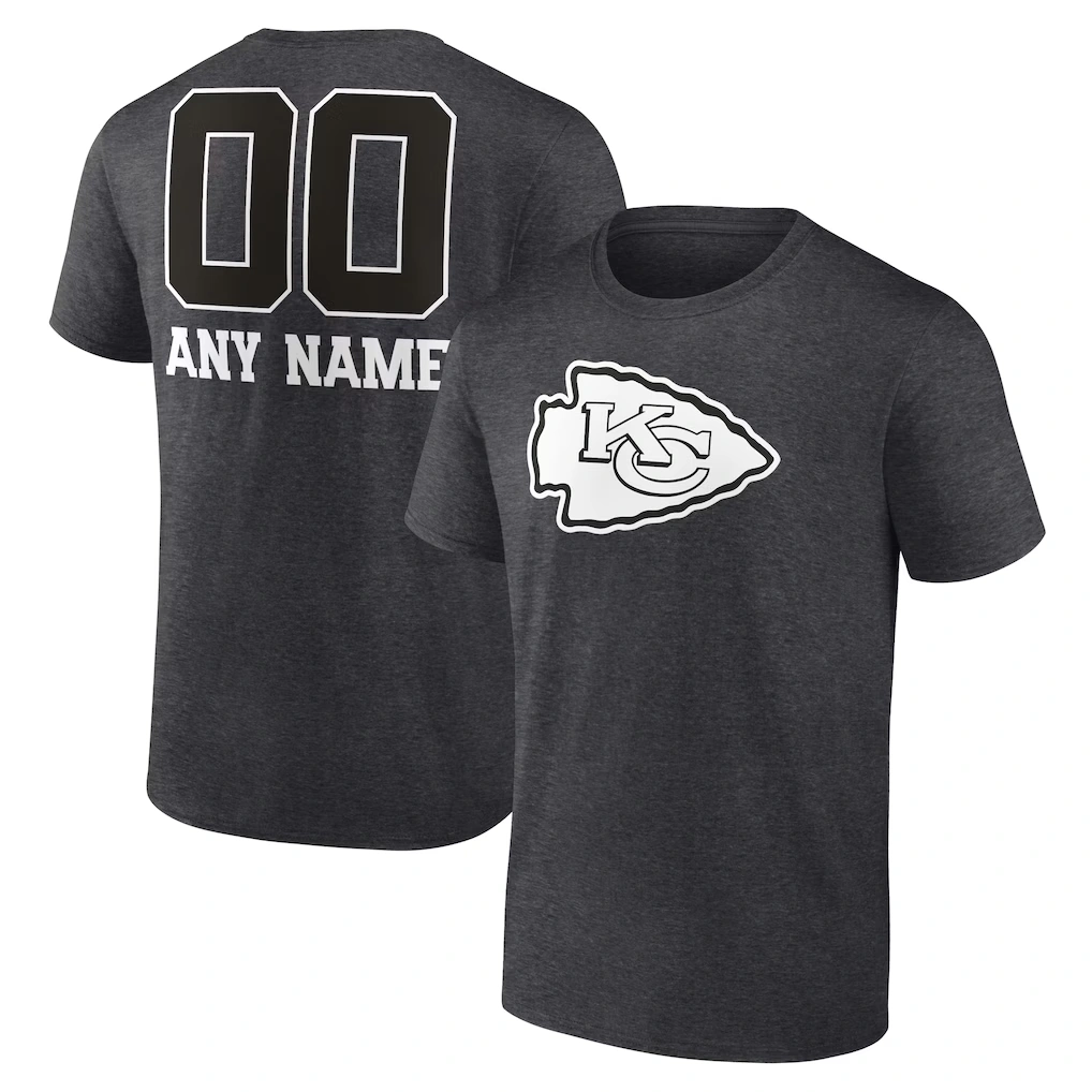 Men's Kansas City Chiefs Charcoal Personalized Name & Number Monochrome T-Shirt