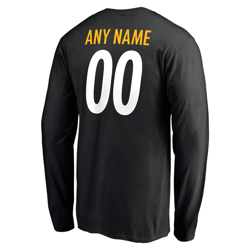 Men's Pittsburgh Steelers Black Team Authentic Personalized Name & Number Long Sleeve T-Shirt 3 Men's Pittsburgh Steelers Black Team Authentic Personalized Name & Number Long Sleeve T-Shirt