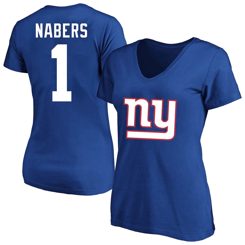 Women's New York Giants Malik Nabers Fanatics Royal Plus Size Name & Number T-Shirt