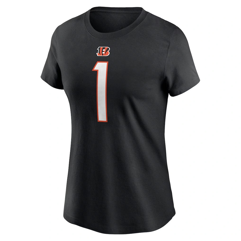 Women's Cincinnati Bengals Ja'Marr Chase Nike Black Player Name & Number T-Shirt