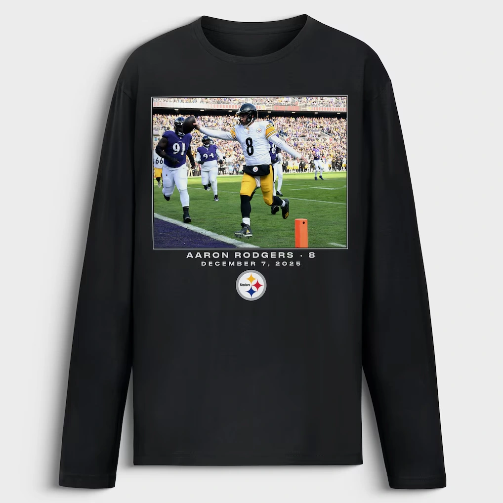 Men's Pittsburgh Steelers Aaron Rodgers Black NFL Flash Features Week 14 Long Sleeve T-Shirt