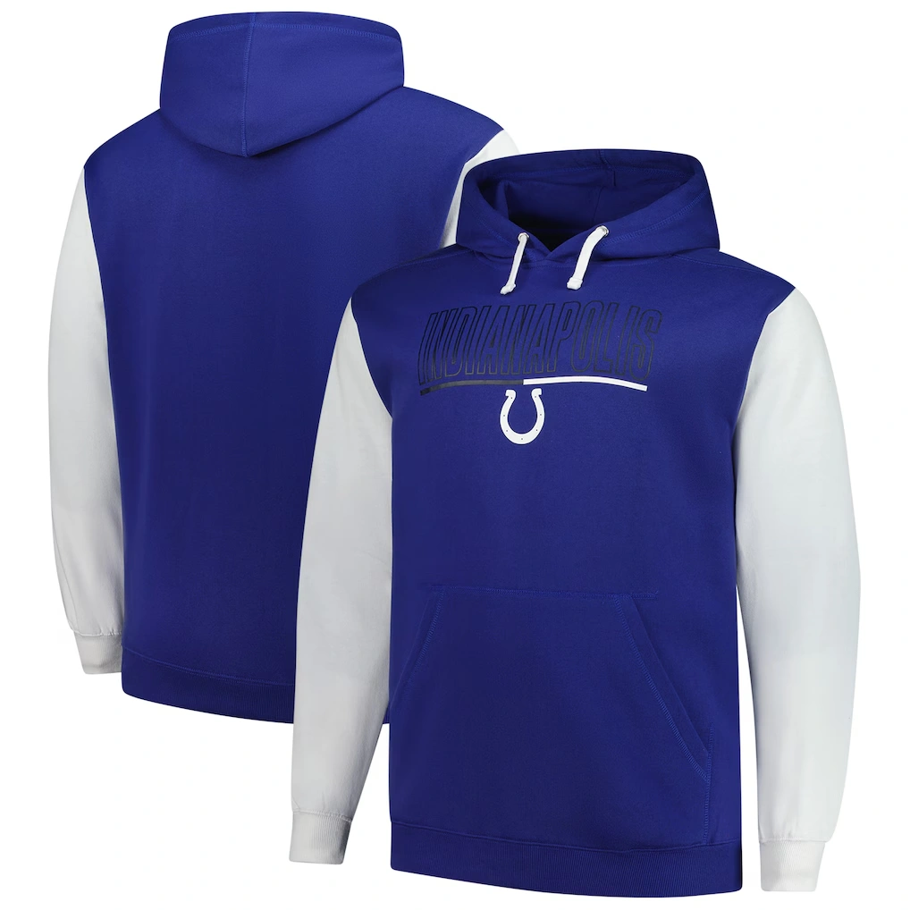 Men's Indianapolis Colts Fanatics Royal Big & Tall Outline Pullover Hoodie