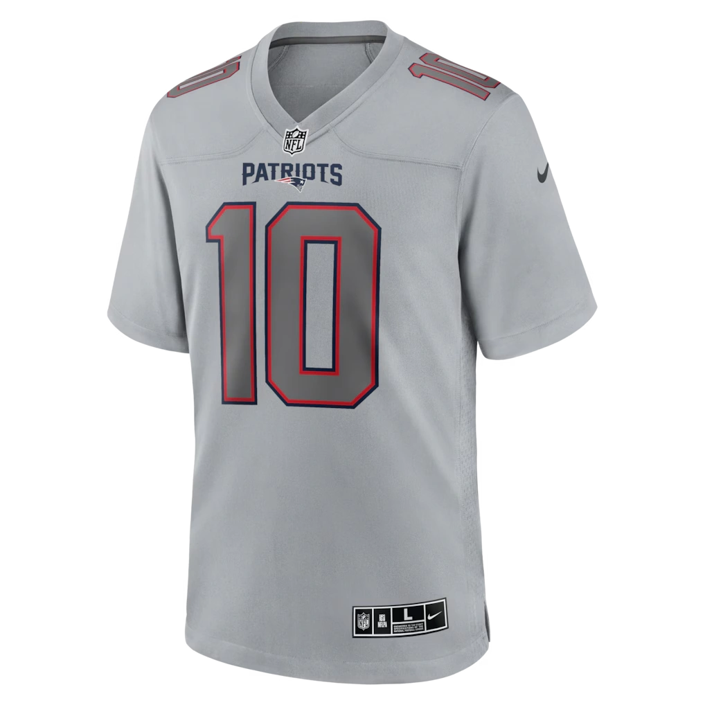 Men's New England Patriots Drake Maye Nike Gray Atmosphere Fashion Game Jersey