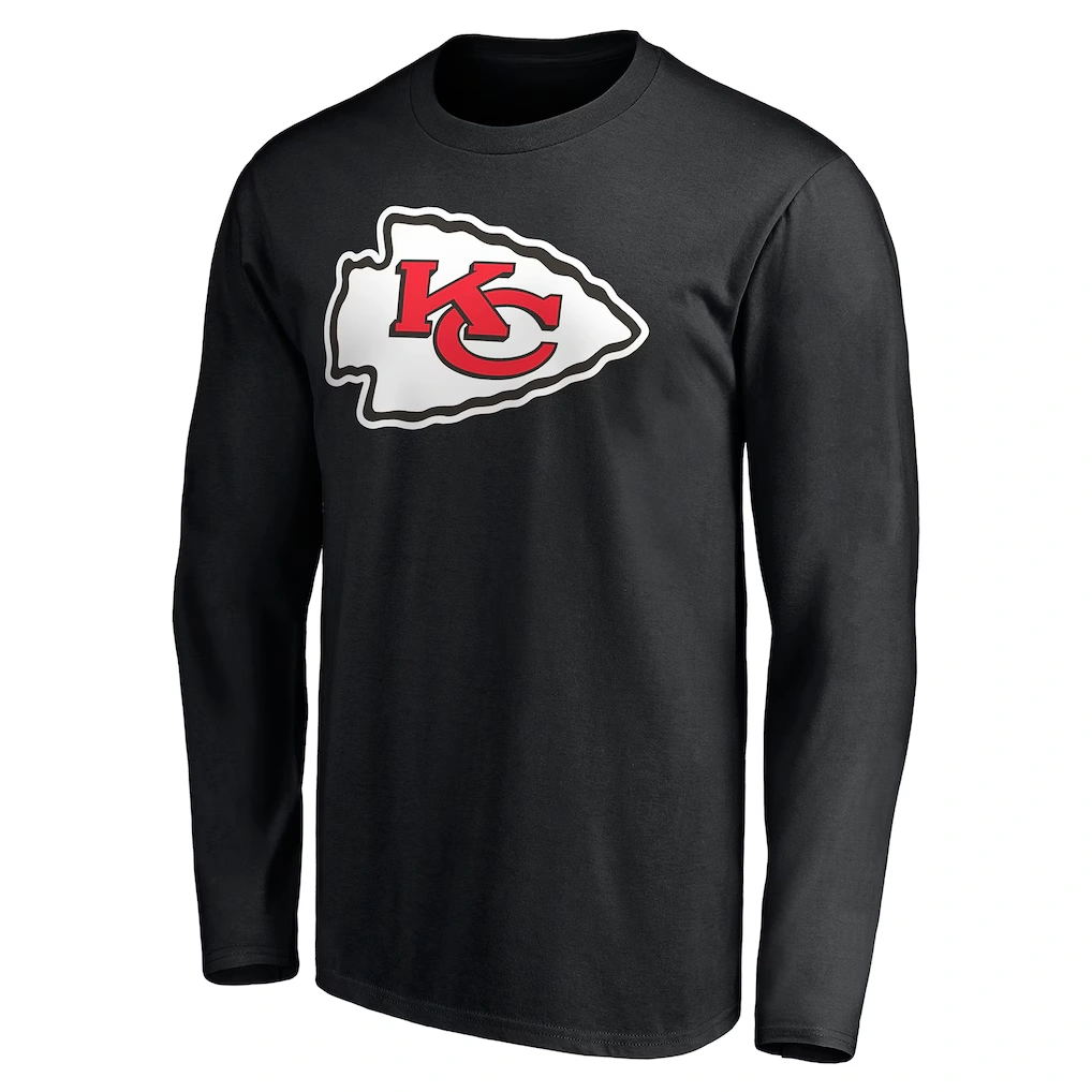 Men's Kansas City Chiefs Black Team Authentic Logo Personalized Name & Number Long Sleeve T-Shirt