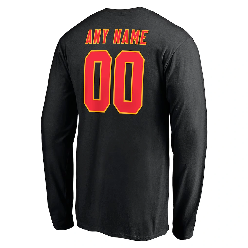 Men's Kansas City Chiefs Black Team Authentic Logo Personalized Name & Number Long Sleeve T-Shirt