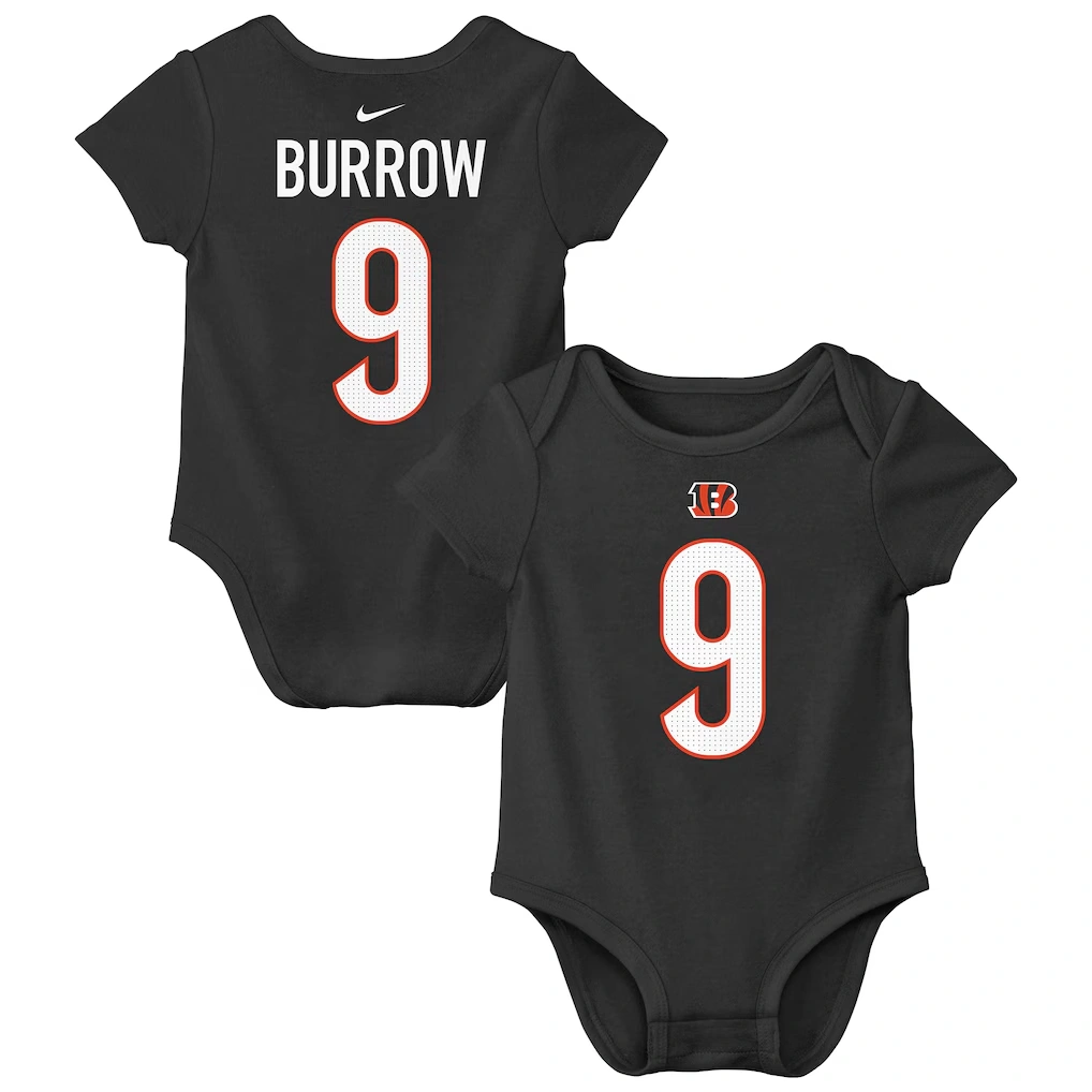 Infant Cincinnati Bengals Joe Burrow Nike Black Player Name & Number Bodysuit