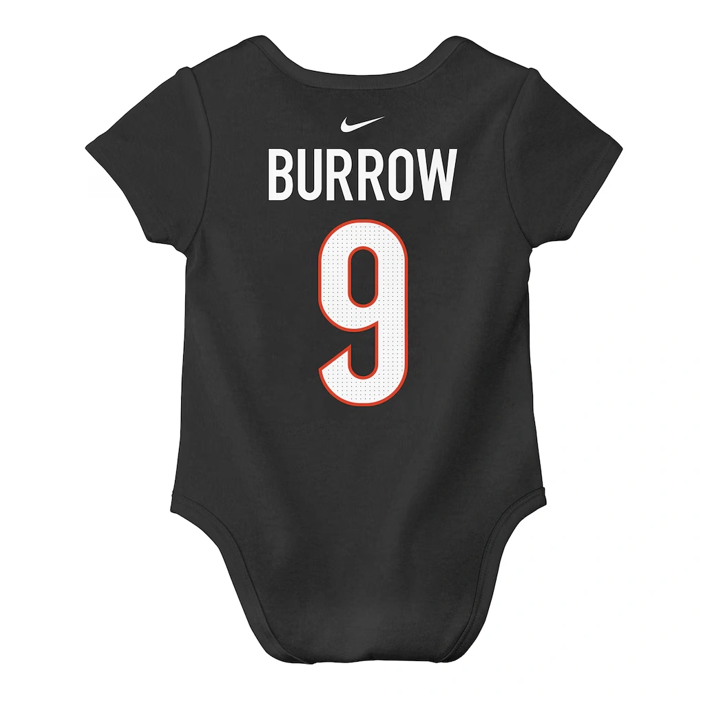 Infant Cincinnati Bengals Joe Burrow Nike Black Player Name & Number Bodysuit