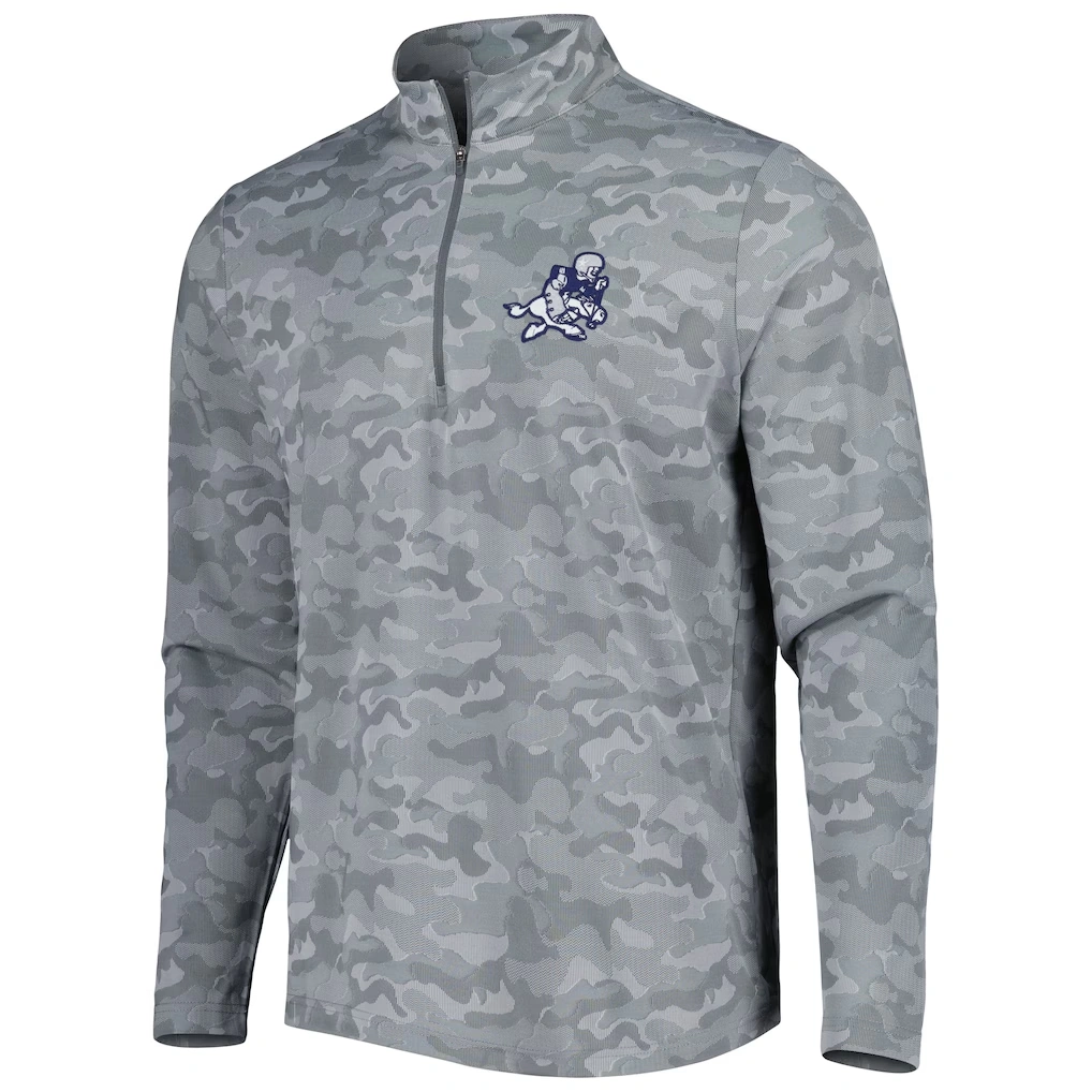 Men's Dallas Cowboys Antigua Gray Brigade Throwback Quarter-Zip Top