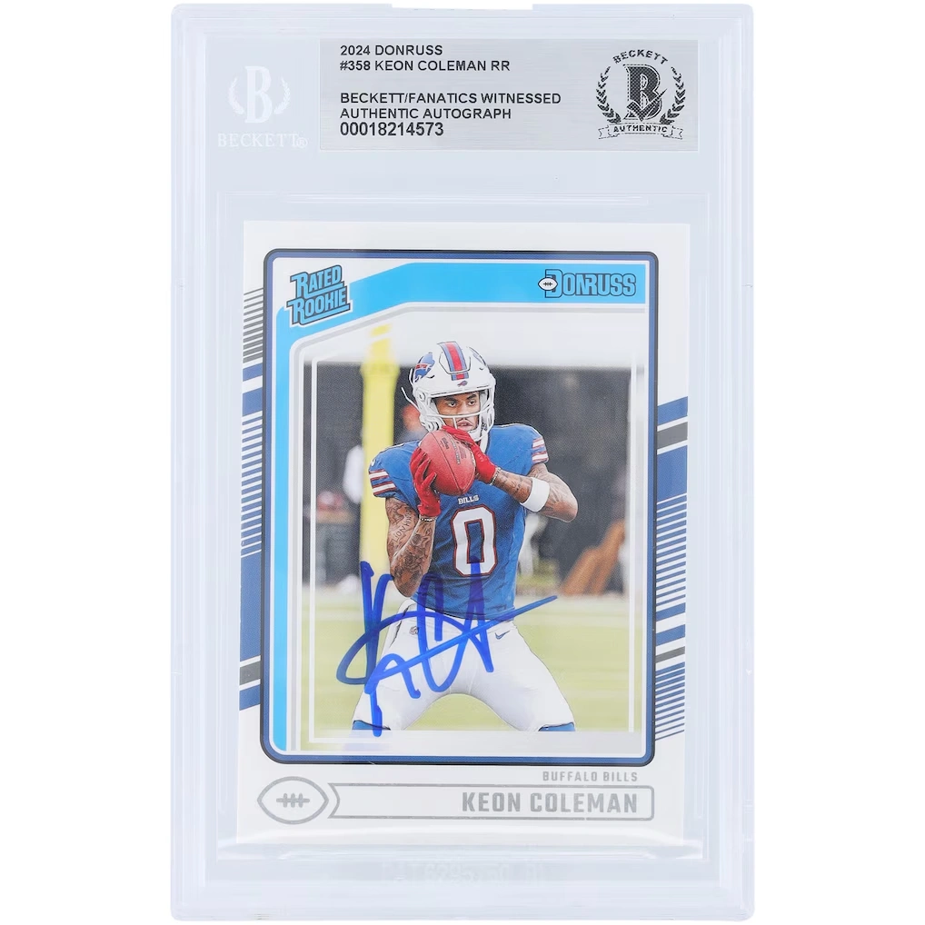 Keon Coleman Buffalo Bills Autographed 2024 Panini Donruss #358 Beckett Fanatics Witnessed Authenticated Rookie Card