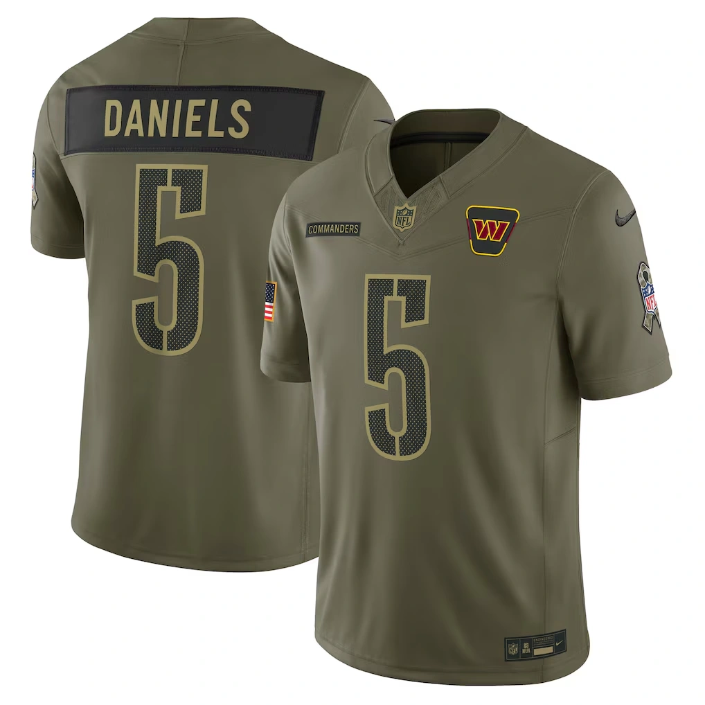 Men's Washington Commanders Jayden Daniels Nike Olive 2025 Salute to Service Limited Jersey