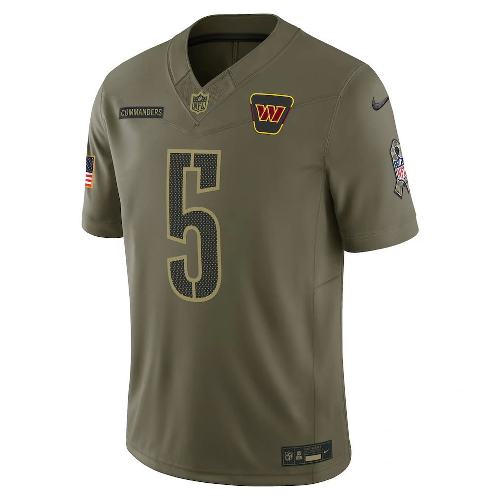 Men's Washington Commanders Jayden Daniels Nike Olive 2025 Salute to Service Limited Jersey