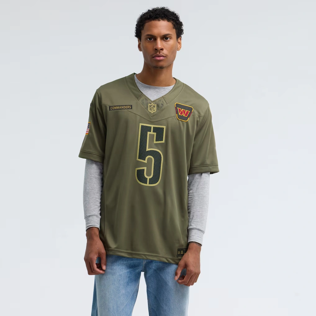 Men's Washington Commanders Jayden Daniels Nike Olive 2025 Salute to Service Limited Jersey