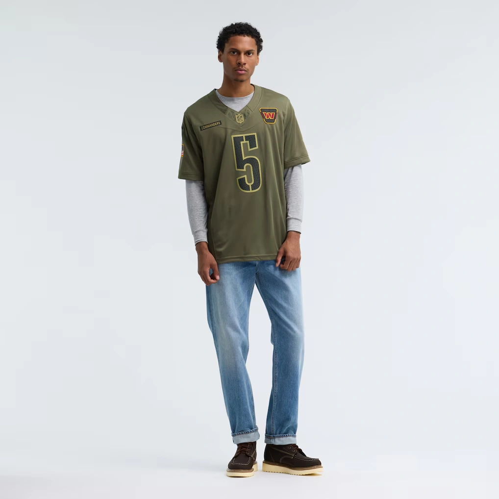 Men's Washington Commanders Jayden Daniels Nike Olive 2025 Salute to Service Limited Jersey