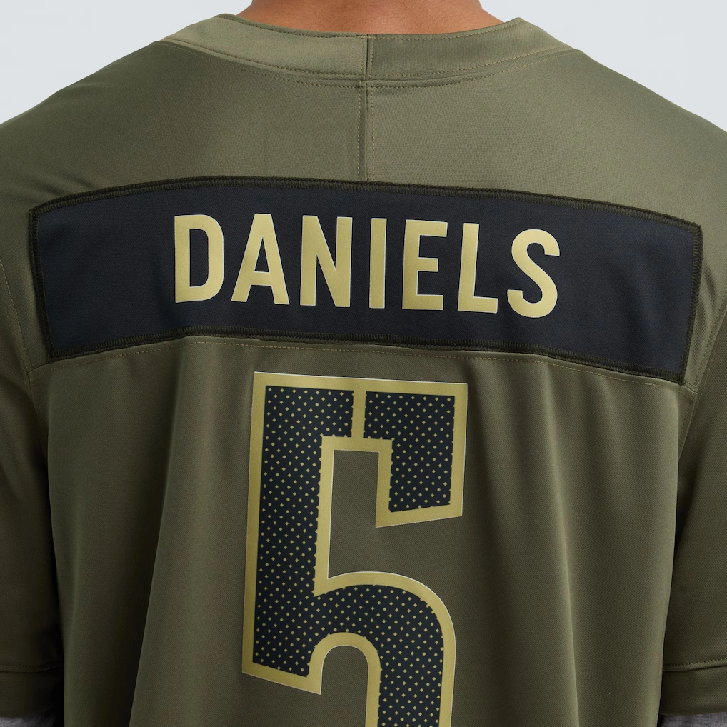 Men's Washington Commanders Jayden Daniels Nike Olive 2025 Salute to Service Limited Jersey