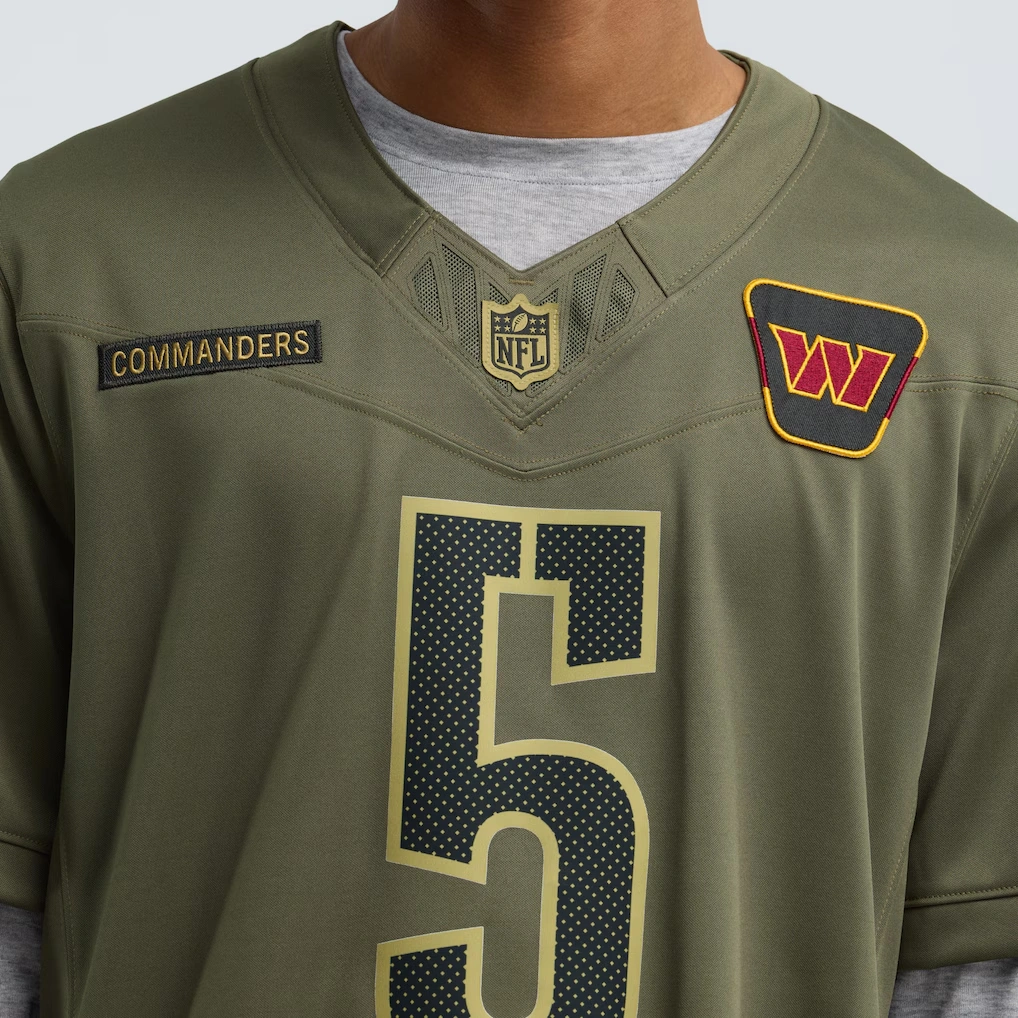 Men's Washington Commanders Jayden Daniels Nike Olive 2025 Salute to Service Limited Jersey