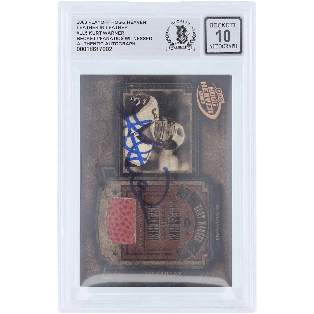 Kurt Warner St. Louis Rams Autographed 2003 Playoff Hogg Heaven Leather In Leather Football Relic #LL-5 #/250 Beckett Fanatics Witnessed Authenticated 10 Card